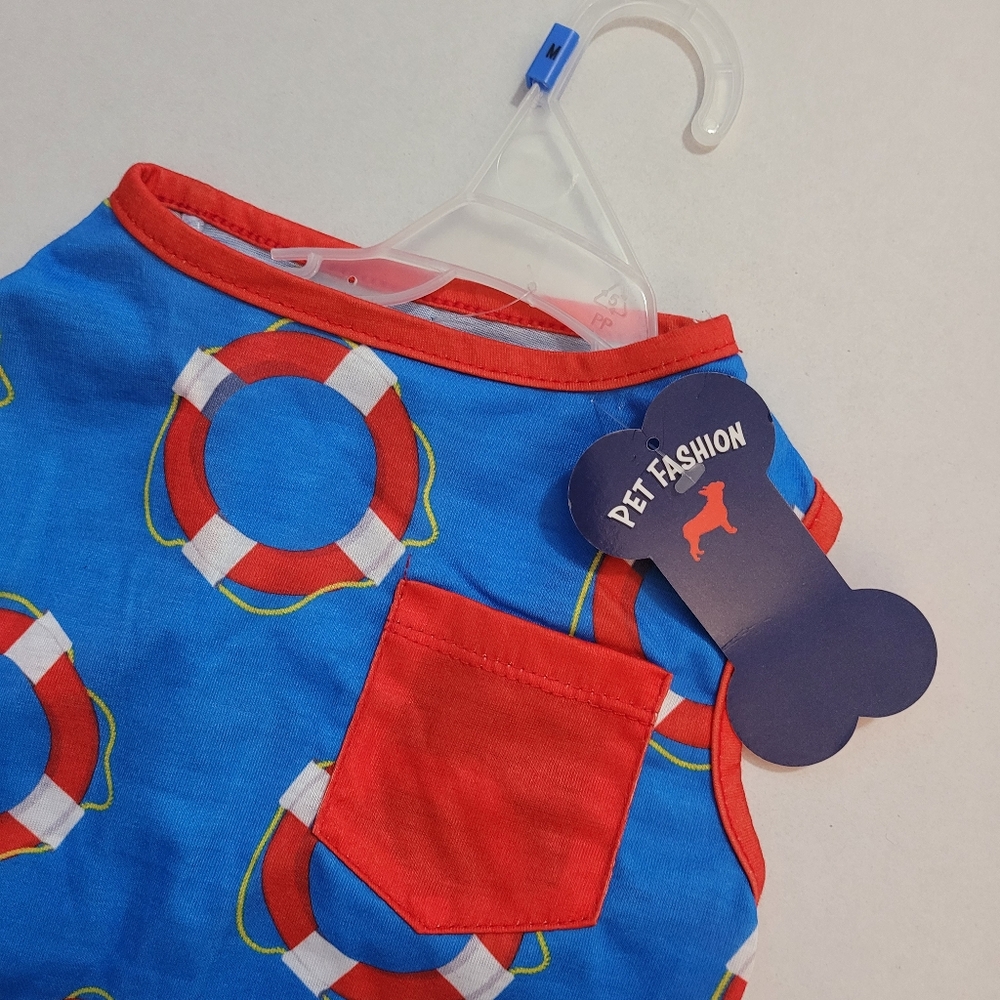 Blue and Red Pet Fashion Shirt with Toy - Picture 6 of 7